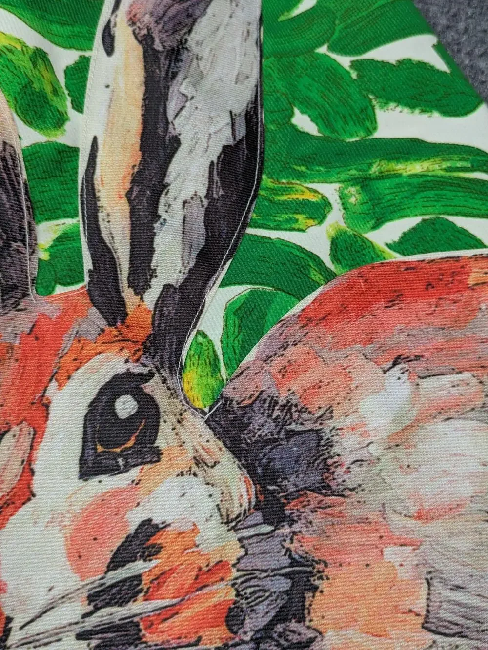 SEVEN PLUS Skirt Womens M Green Bunny Rabbit Art Print A-Line Pockets Graphic